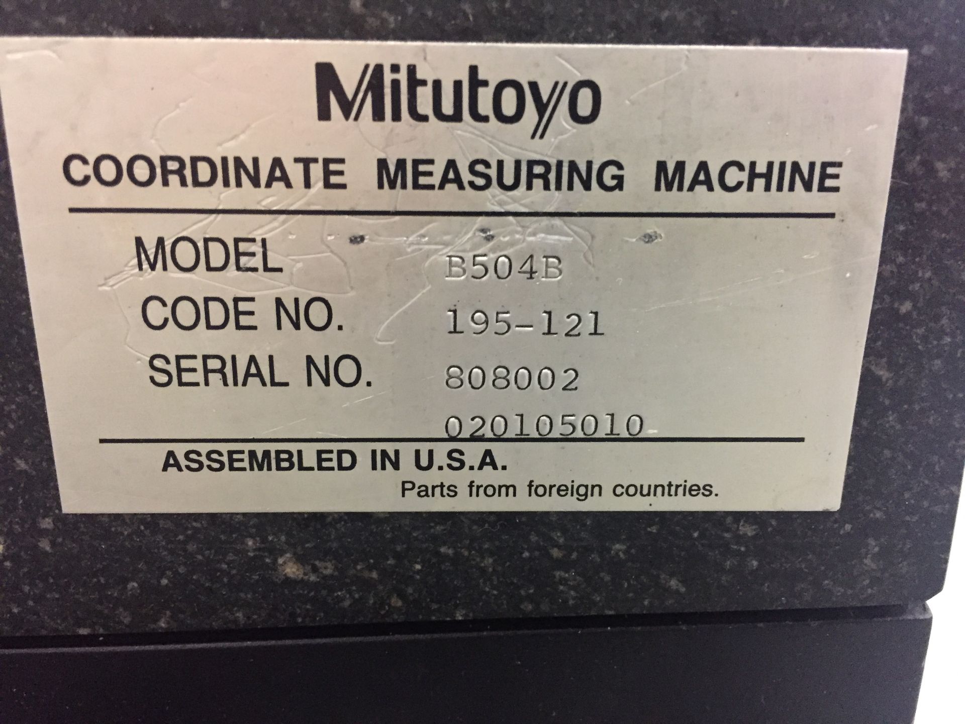 MITUTOYO COORDINATE MEASURING MACHINE, MOD. B504B, COMES W/ MAG 1 CONTROLLER - Image 4 of 7