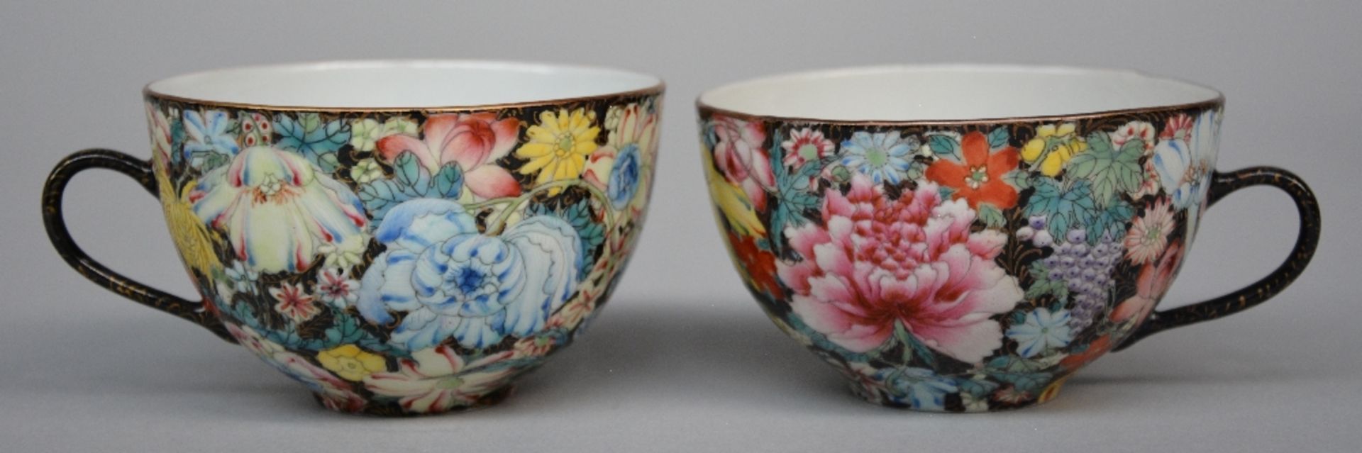 Part of a Chinese tea set with mille-fleurs decoration, marked, first half of 20thC, H 5,5 - 15 - - Bild 5 aus 10