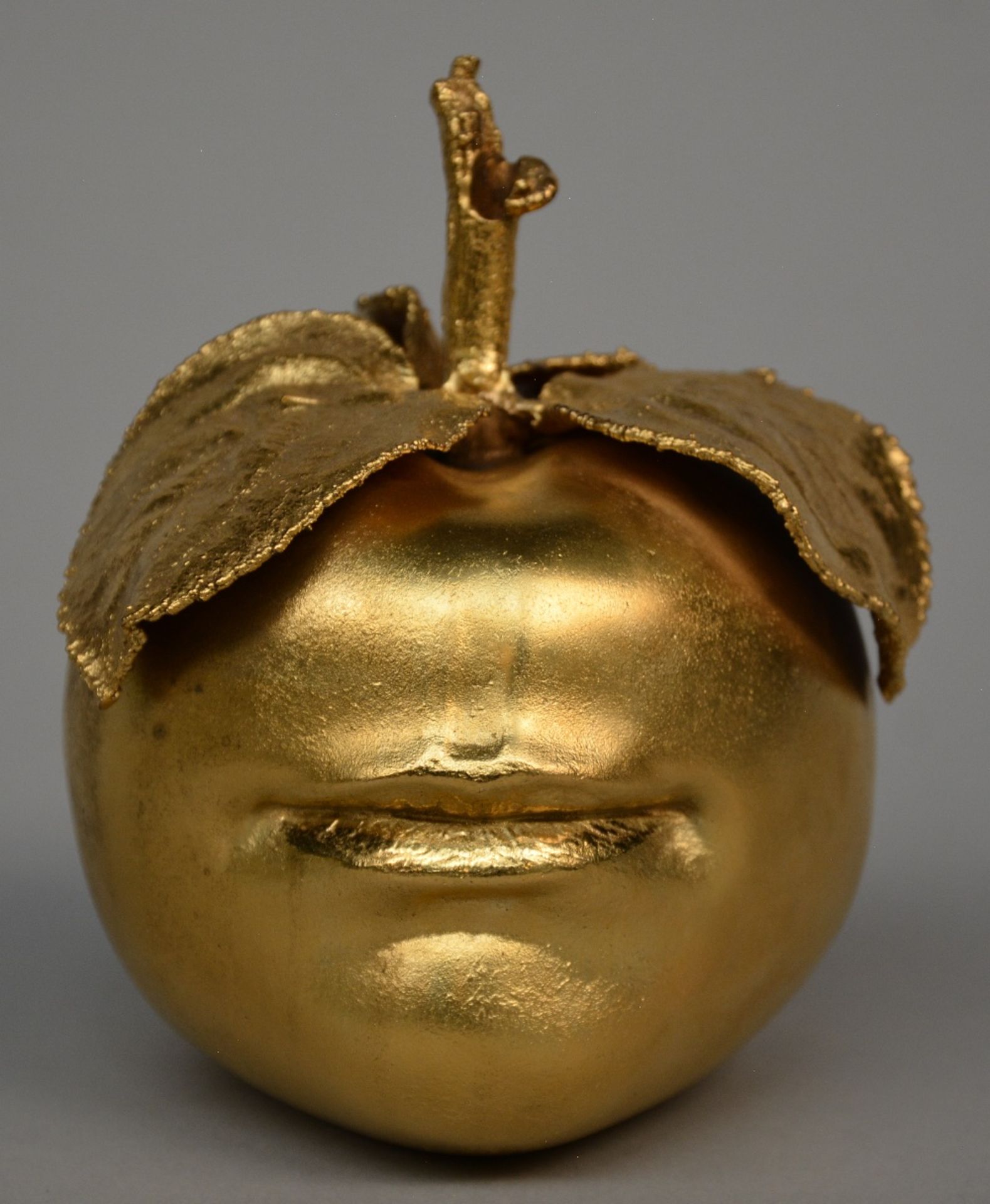 Lalanne C., "pomme bouche", gilt bronze sculpture, signed Lalanne - Artcurial 233/250, H 14 cm