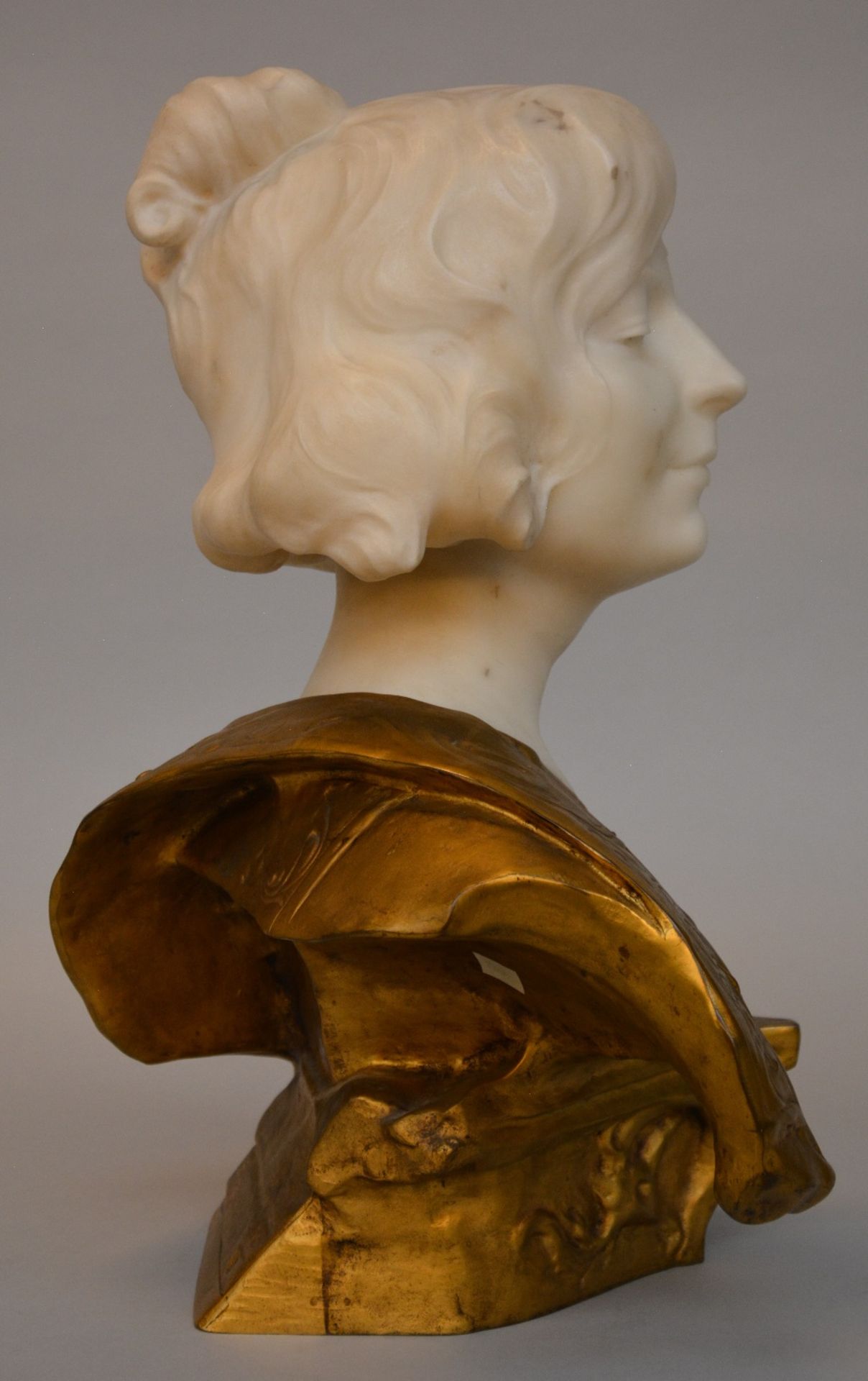 Berthoud, a gilt bronze and marble bust, H 45 - W 42 cm - Bild 4 aus 7