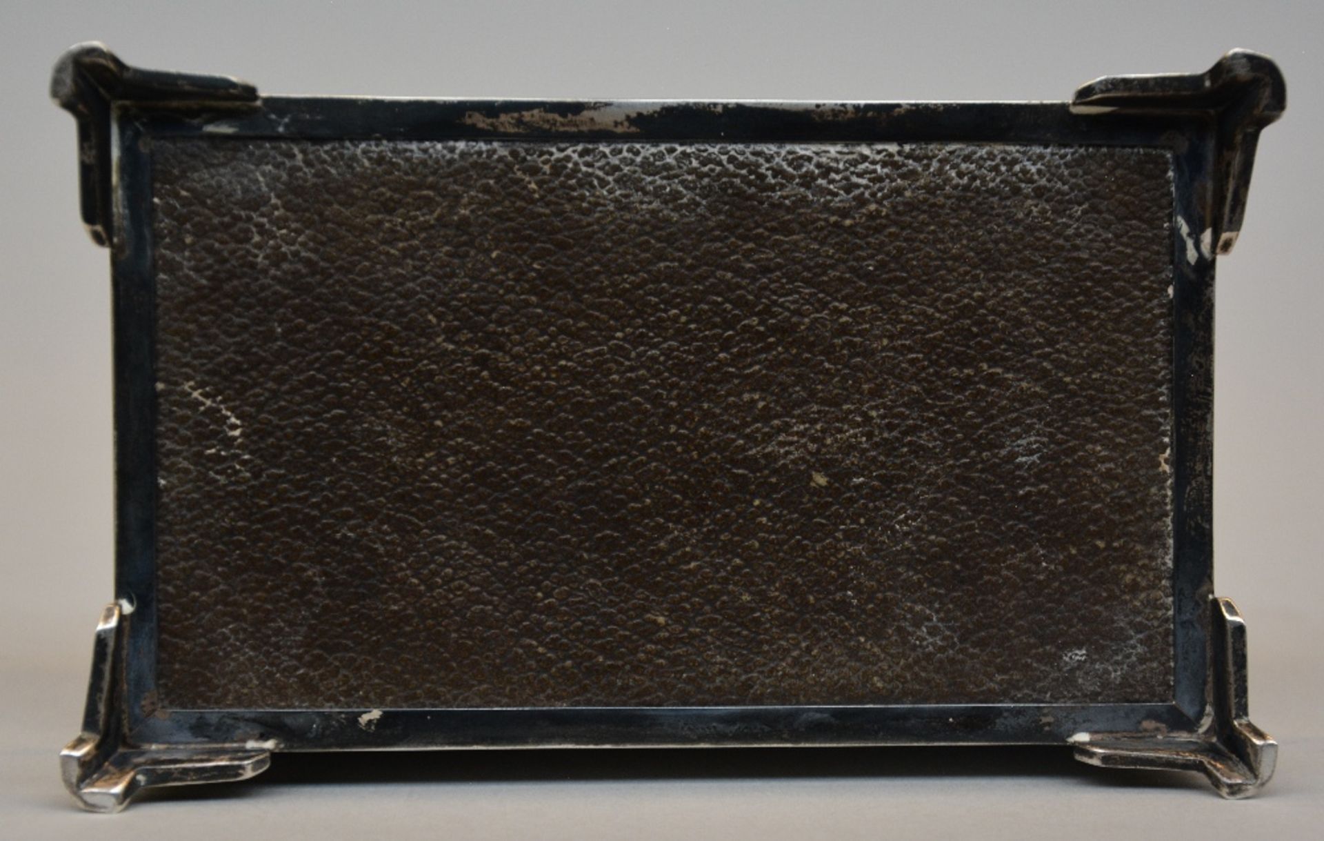 An English silver cigarette case, hallmark Birmingham, dated 1950, H 4 - W 16 - D 10 cm, Total - Bild 8 aus 9