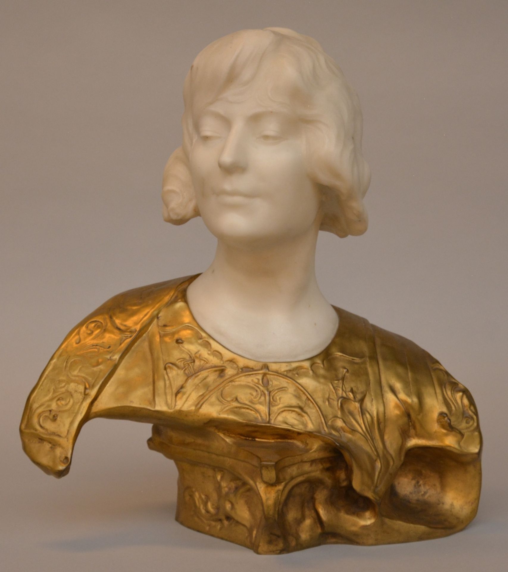 Berthoud, a gilt bronze and marble bust, H 45 - W 42 cm