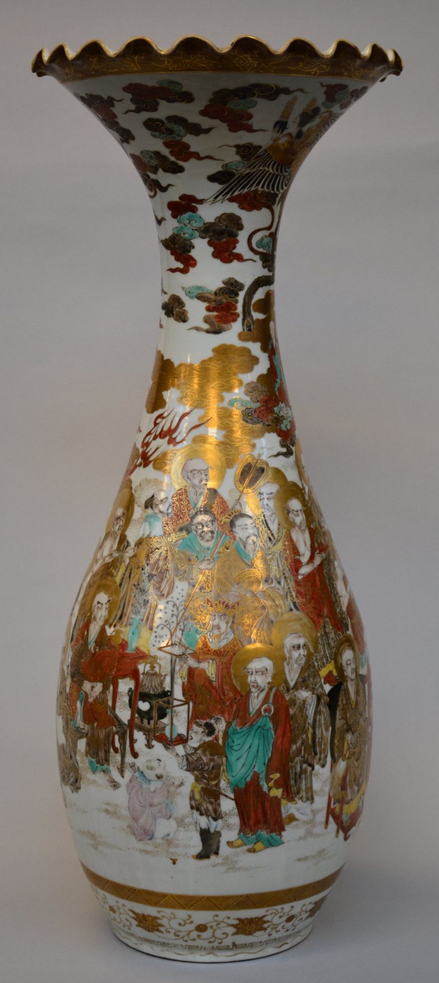 An exceptional Japanese vase with Satsuma decoration, 19thC, H 76,5 cm (several cracks)