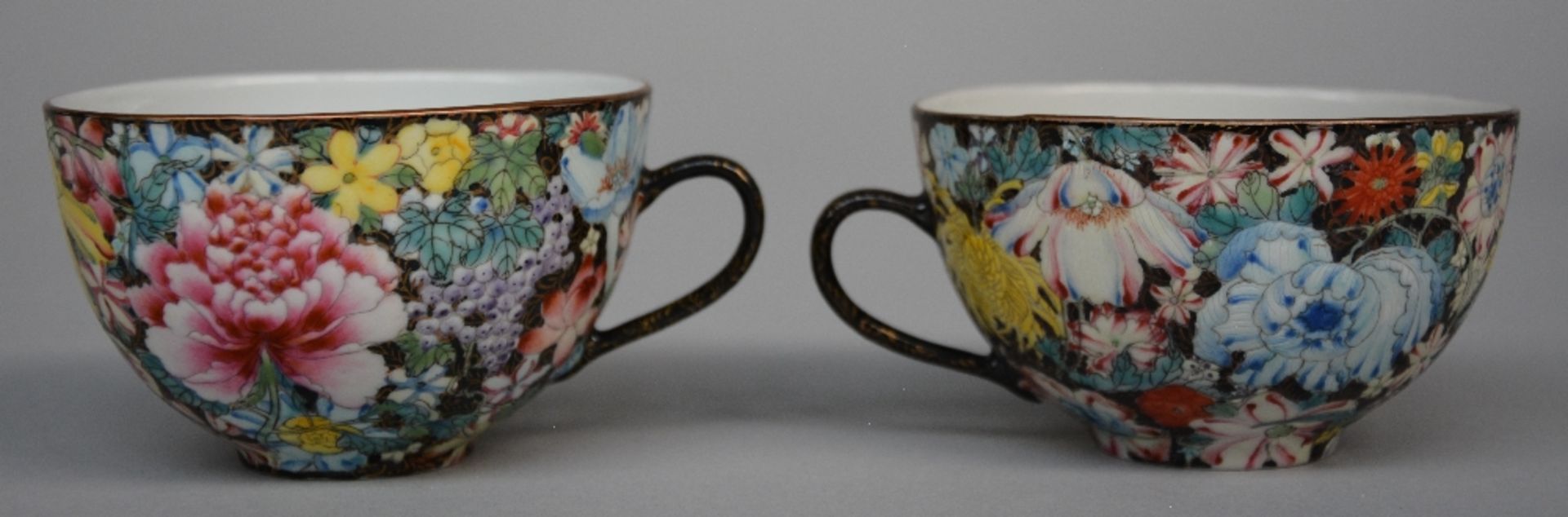 Part of a Chinese tea set with mille-fleurs decoration, marked, first half of 20thC, H 5,5 - 15 - - Bild 6 aus 10