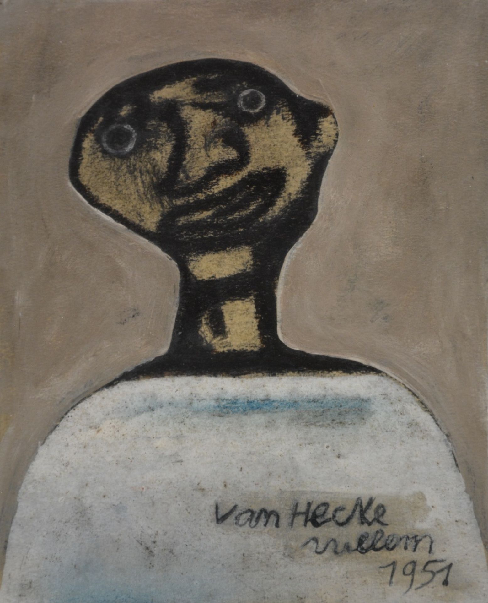 Van Hecke W., untitled, dated 1951, oil on cardboard; added: same artist, a ladies portrait, dated - Bild 3 aus 5