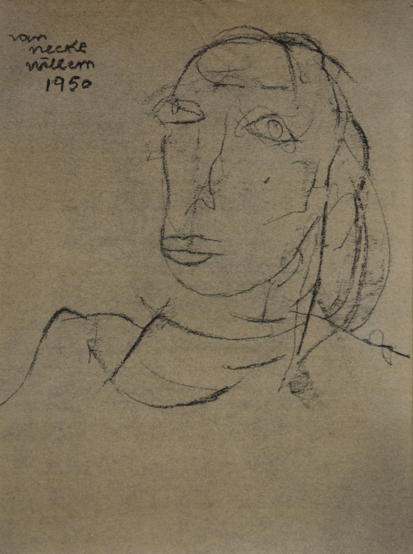 Van Hecke W., untitled, dated 1951, oil on cardboard; added: same artist, a ladies portrait, dated - Bild 2 aus 5