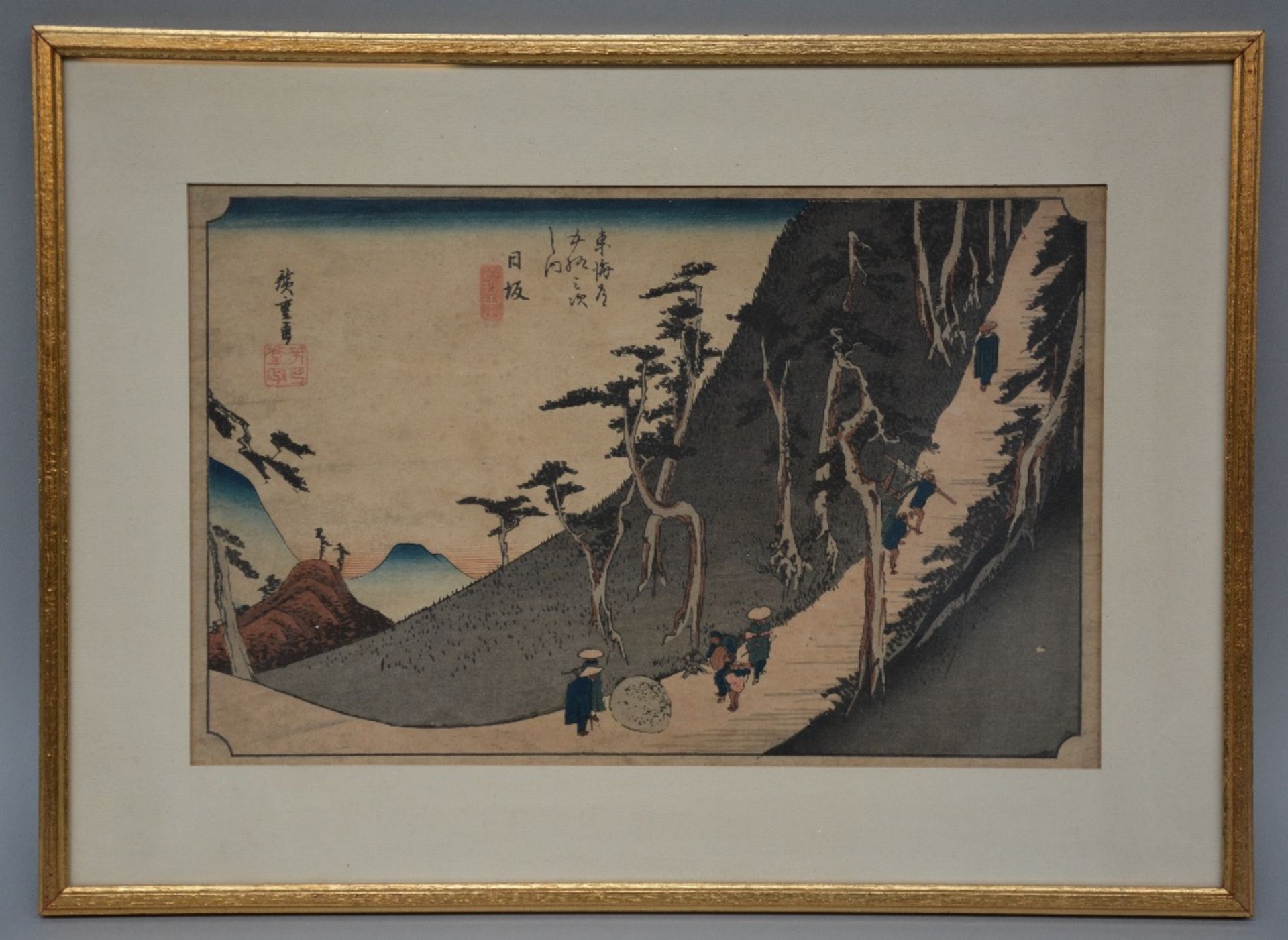 Two Japanese Ukiyo-e, Meiji period; added a black and white Ukiyo-e, late Meiji period, 13,5 x - Image 6 of 8