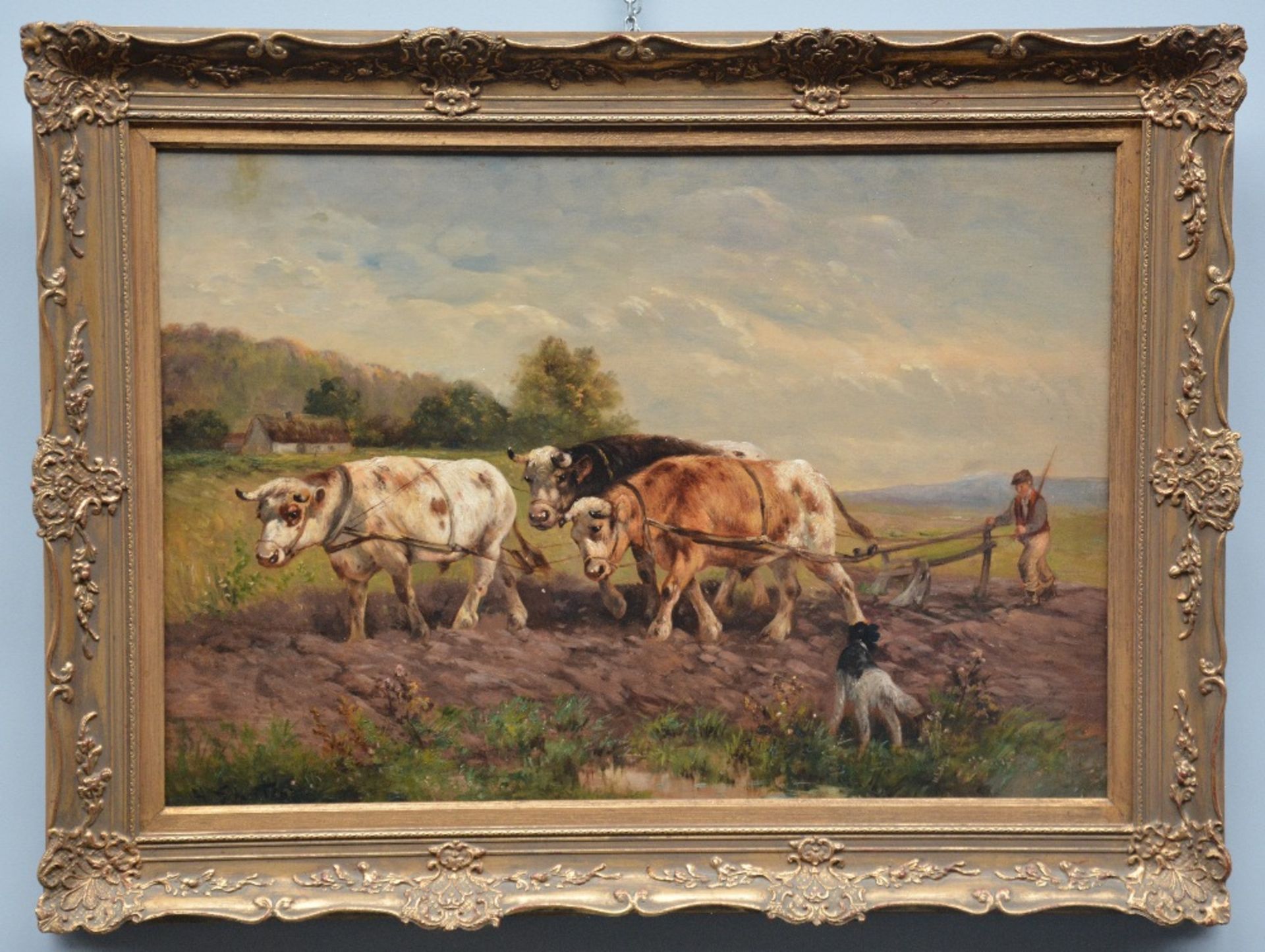 Schouten H., a rural scene with oxen, 69 x 99,5 cm - Image 2 of 4