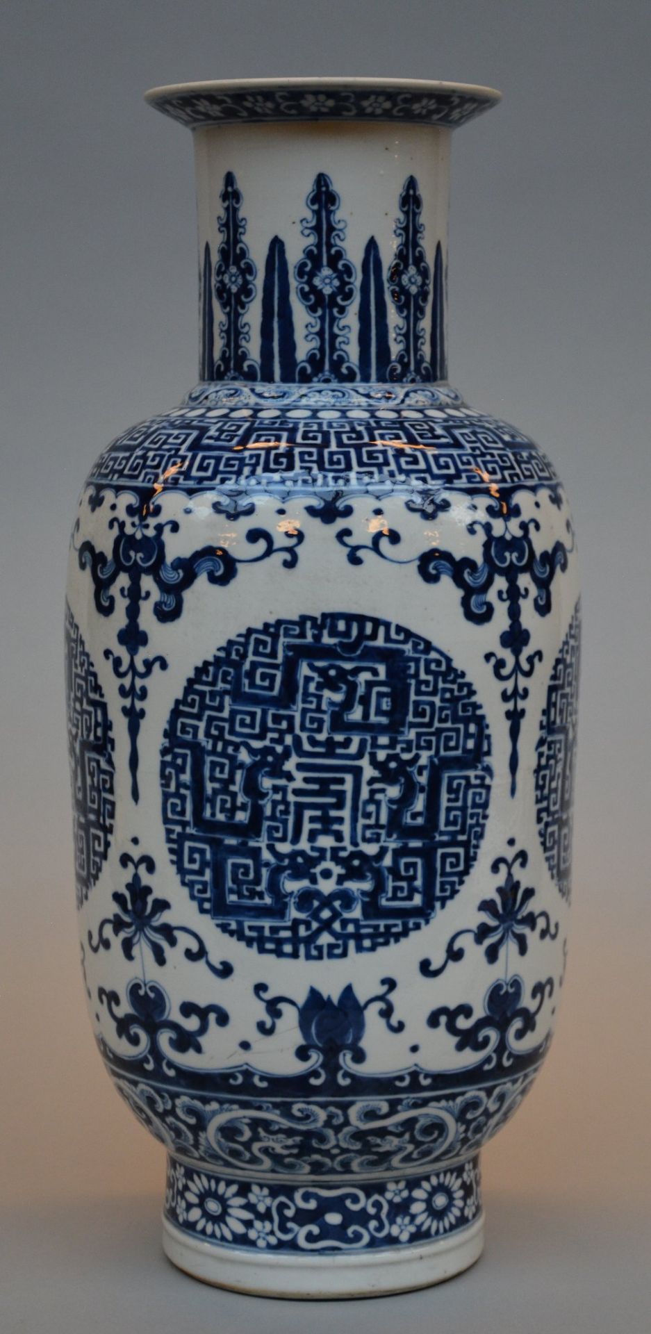 A Chinese blue and white vase, marked, 19thC, H 48 cm