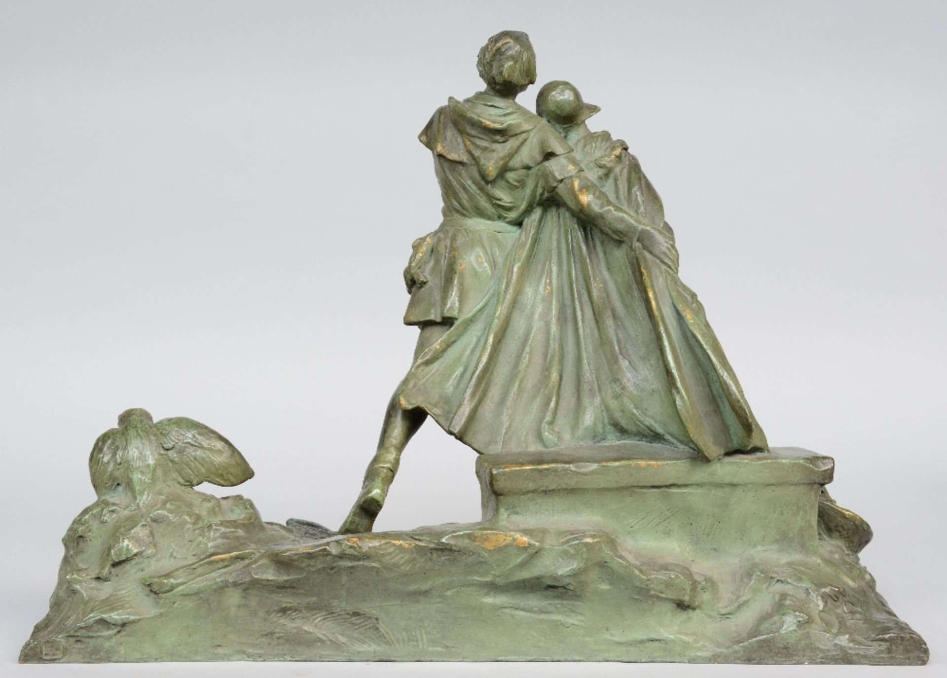 Mauquoy A., 'Thijl Uilenspiegel et Nele...', patinated bronze on marble base, H 48,5 - W 66,5 - D - Bild 4 aus 8