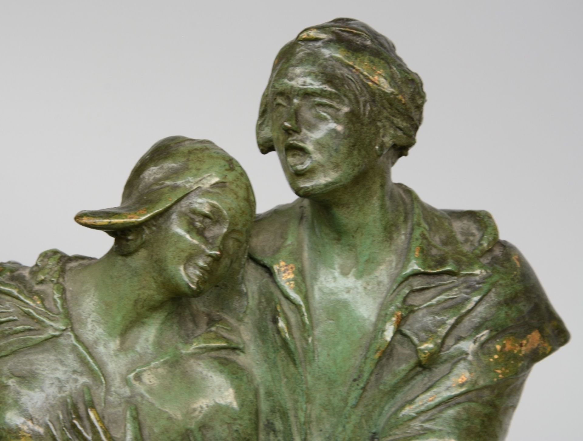 Mauquoy A., 'Thijl Uilenspiegel et Nele...', patinated bronze on marble base, H 48,5 - W 66,5 - D - Bild 7 aus 8
