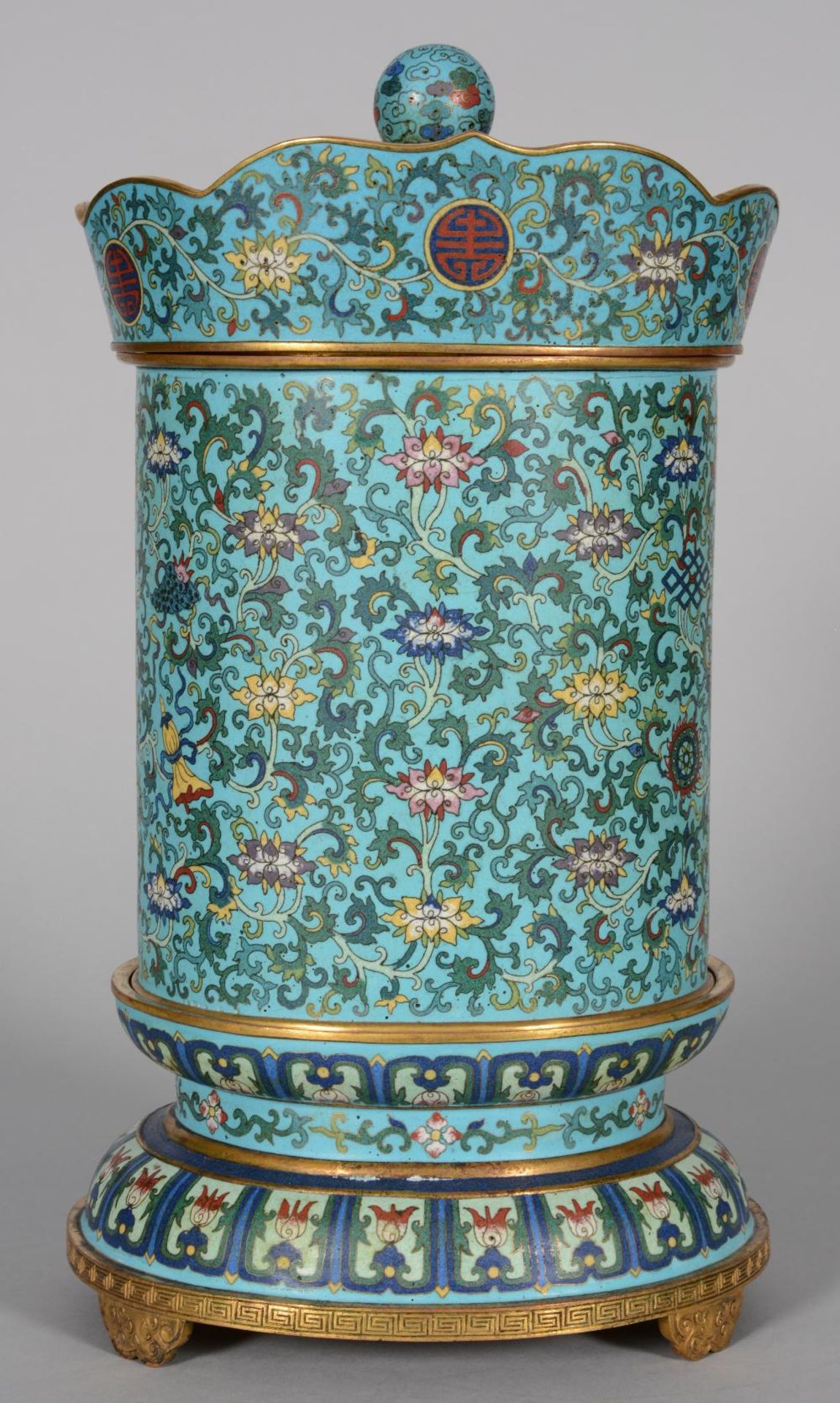 A rare Chinese cloisonné Buddha-temple, 18thC/19thC, H 41 cm - Image 3 of 9