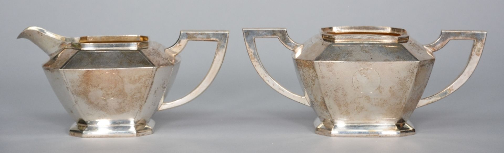 A Chinese silver three-piece tea set (925/100), H 16 - W 28 cm - Total weight: ca. 1123 g - Image 3 of 14