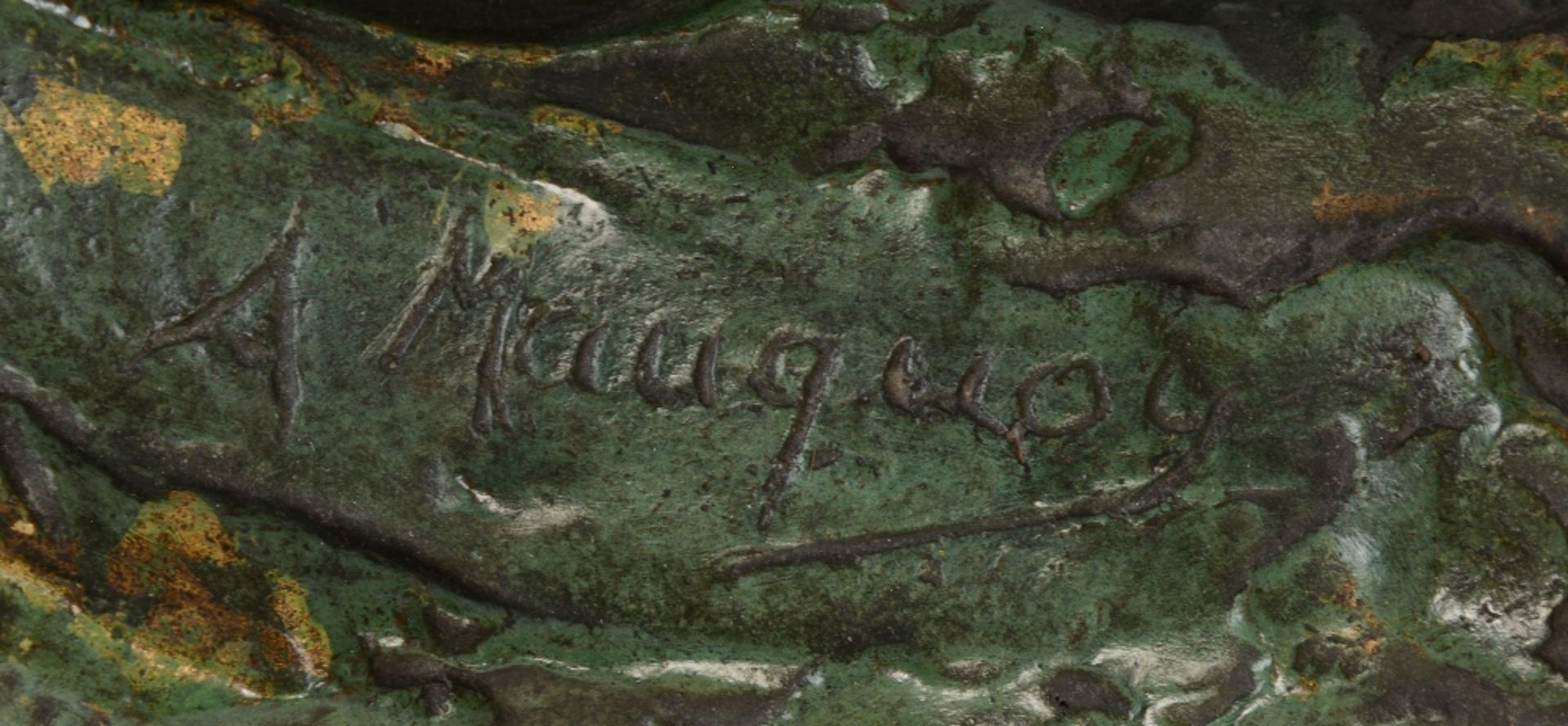 Mauquoy A., 'Thijl Uilenspiegel et Nele...', patinated bronze on marble base, H 48,5 - W 66,5 - D - Bild 6 aus 8