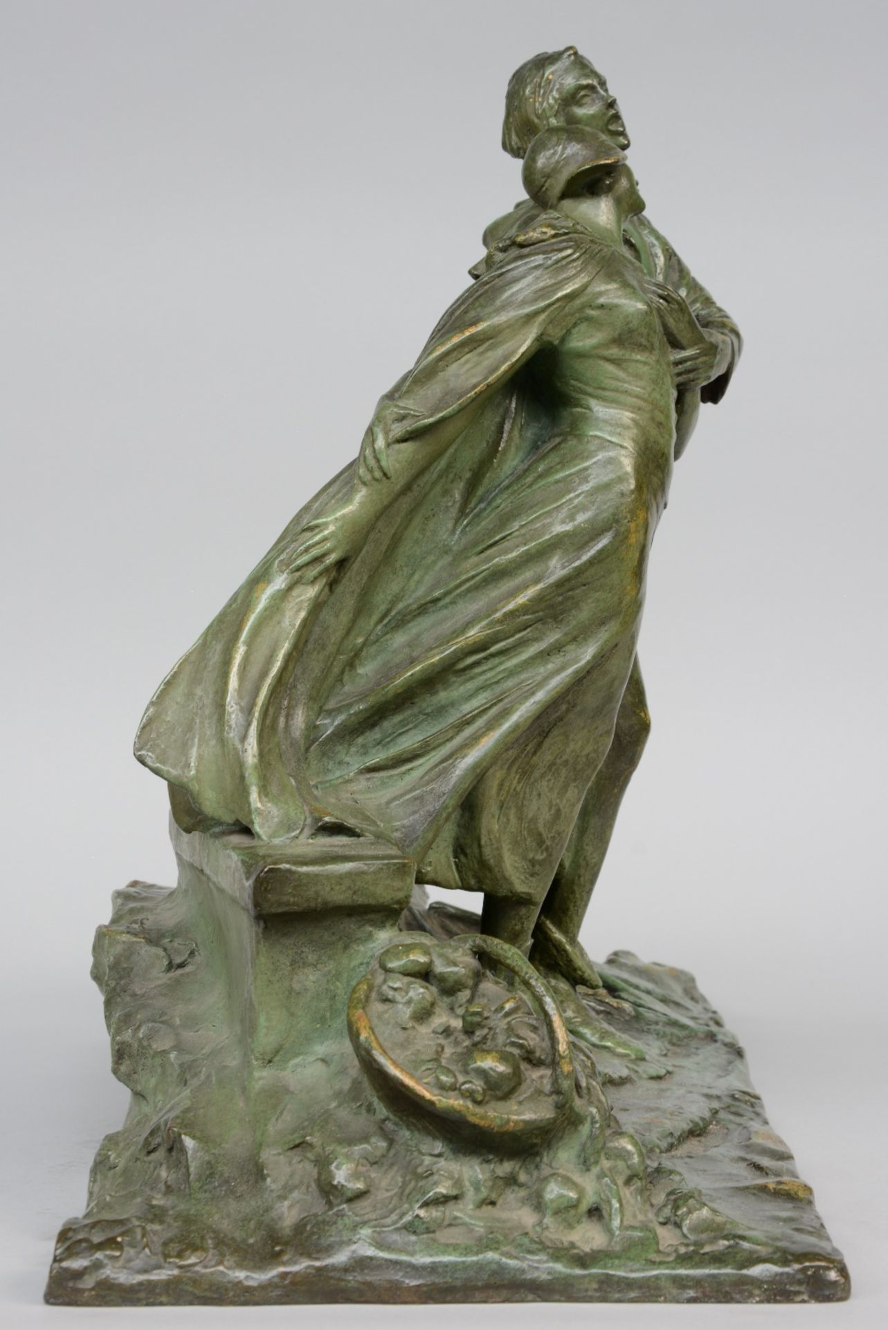 Mauquoy A., 'Thijl Uilenspiegel et Nele...', patinated bronze on marble base, H 48,5 - W 66,5 - D - Bild 5 aus 8