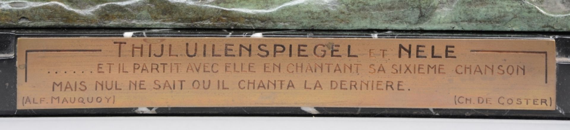 Mauquoy A., 'Thijl Uilenspiegel et Nele...', patinated bronze on marble base, H 48,5 - W 66,5 - D - Bild 2 aus 8
