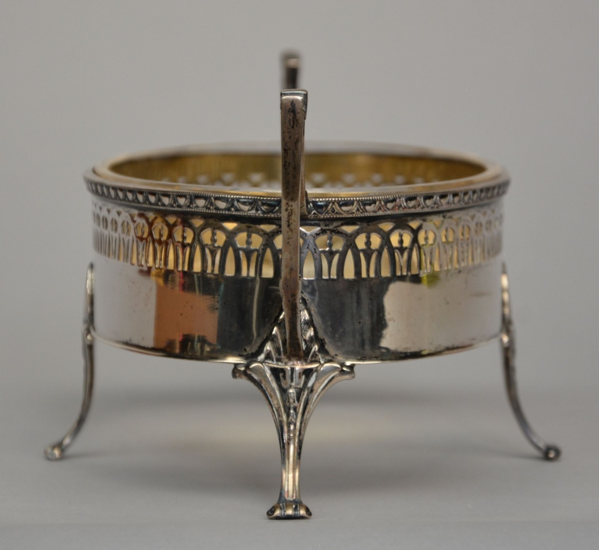 A crystal bowl with a Neoclassical silver mount, 800/000, Germany, ca. 1910, H 12 - W 33 cm -Total - Image 4 of 7