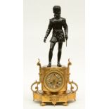 A last quarter of the 19thC bronze and gilt bronze French mantel clock, on top the portrait of Henry