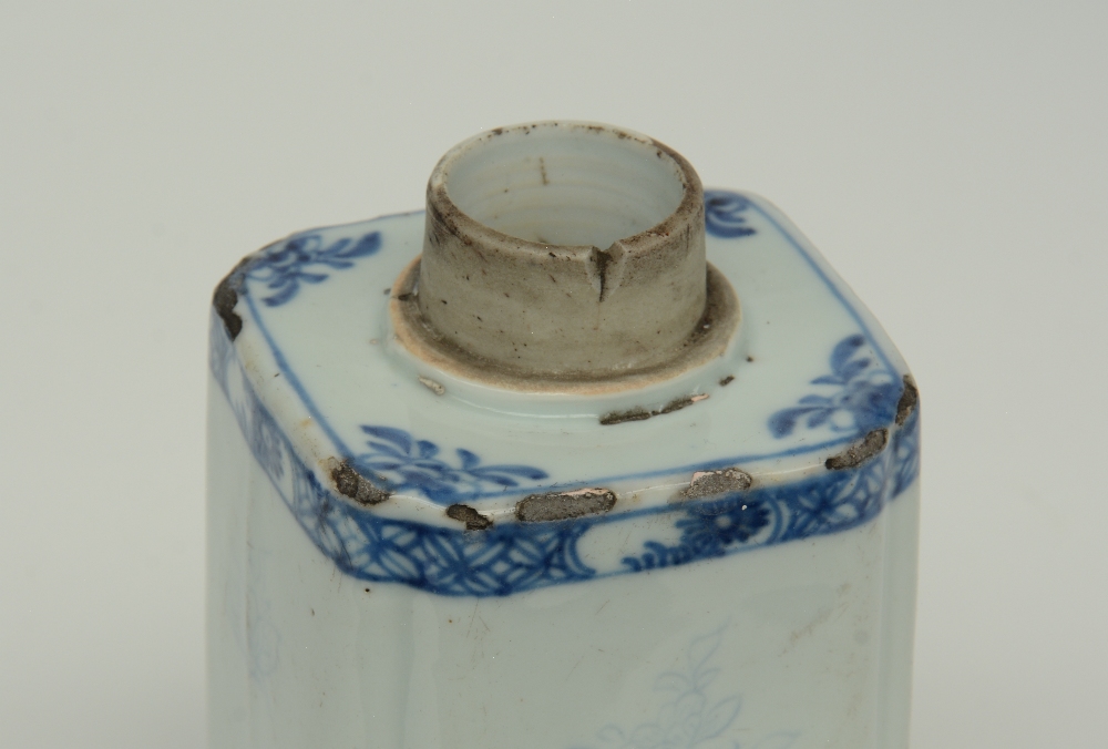 Two Chinese blue and white vases and a tea caddy, floral decorated, with silver mounts, 18th - - Image 11 of 16