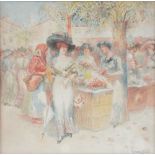 Gsell L., 'Marché aux fleurs de San Remo', watercolor, 27,5 x 27,5 cm