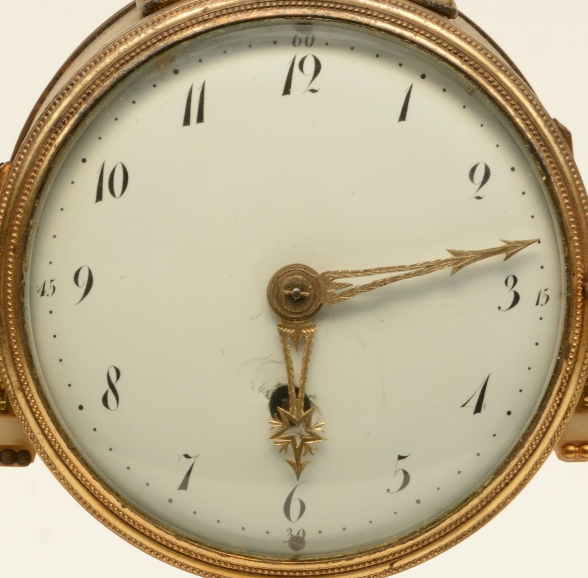 A French late 19thC mantle clock, Carrara and gris des ardennes marble with bronze mounts, mechanism - Image 3 of 3