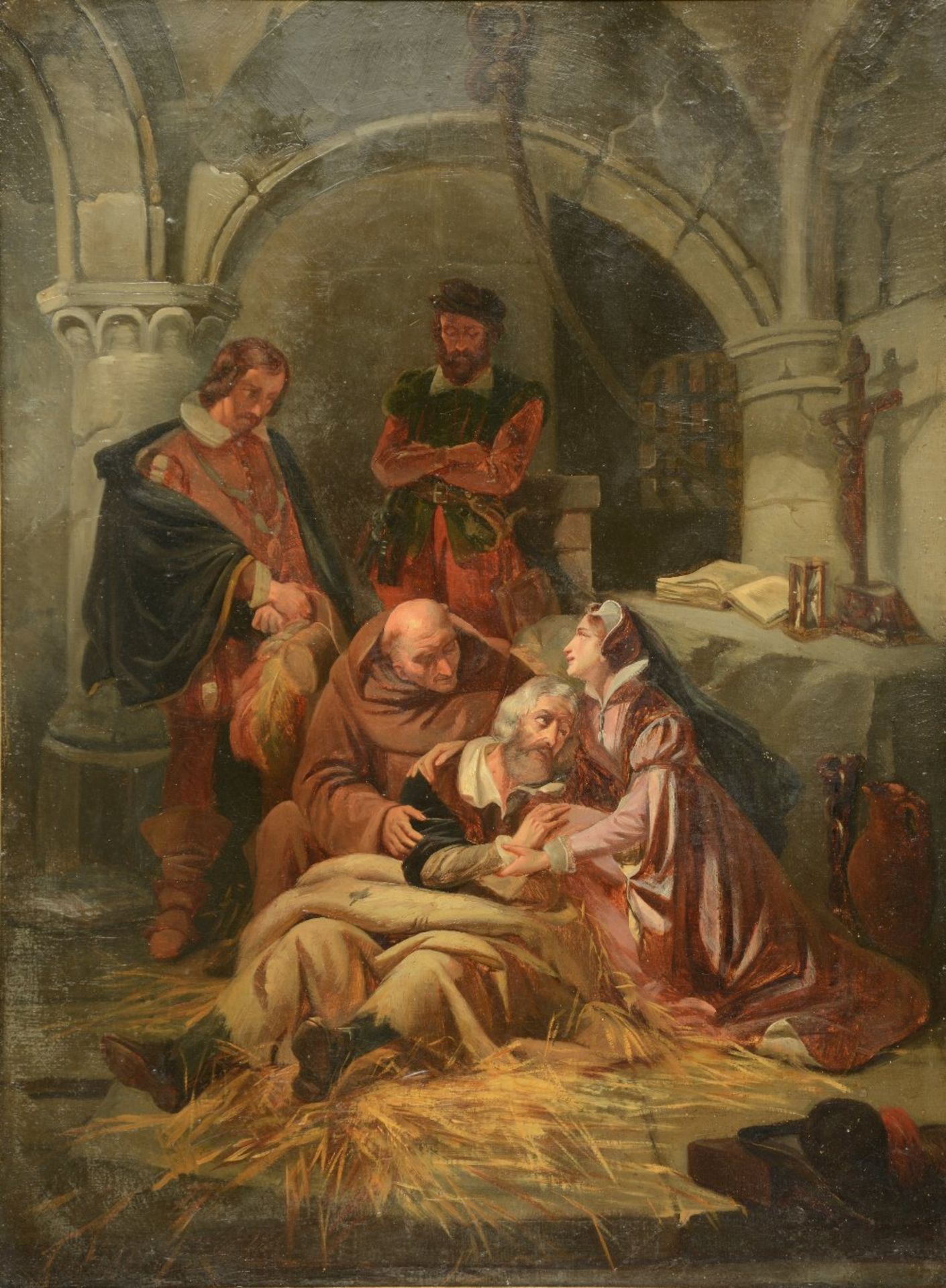Unsigned, historical animated scene, oil on canvas, 19thC, 49 x 66 cm