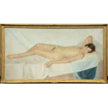 Bricoux M., female nude, pastel, dated 1914, 83,5 x 158,5 cm