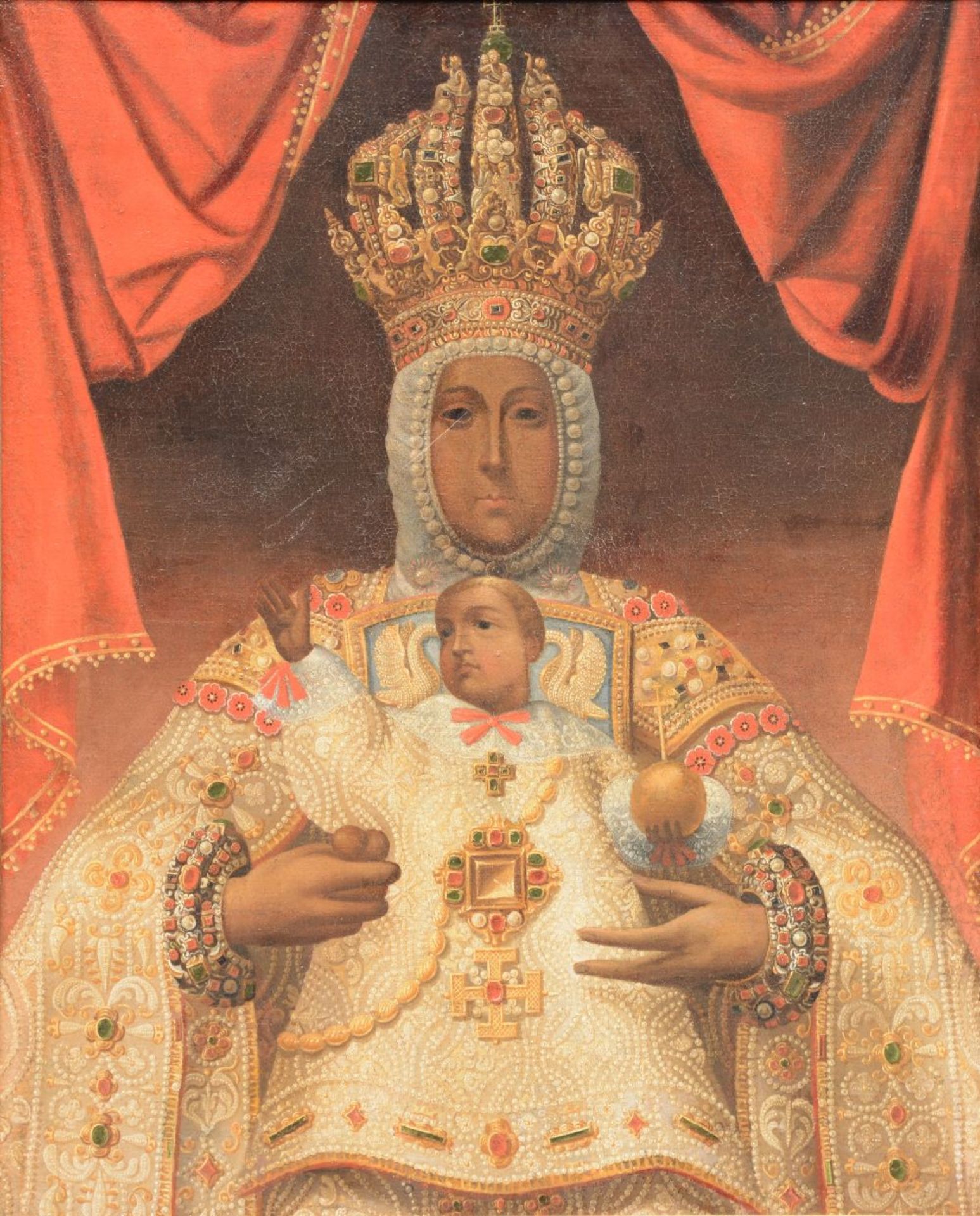 Unsigned, the Black Madonna and Child, oil on canvas, 18thC, 78 x 96,5 cm