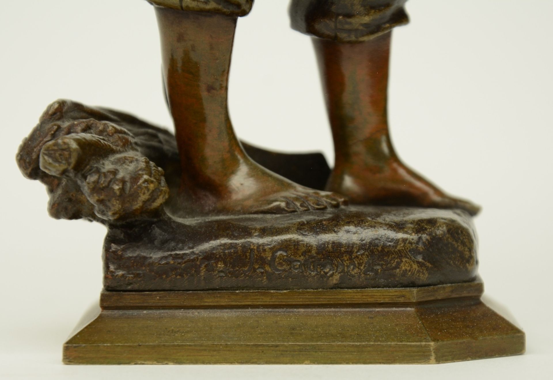 Causse J., patinated bronze sculpture depicting a mower, H 20 cm - Image 7 of 7