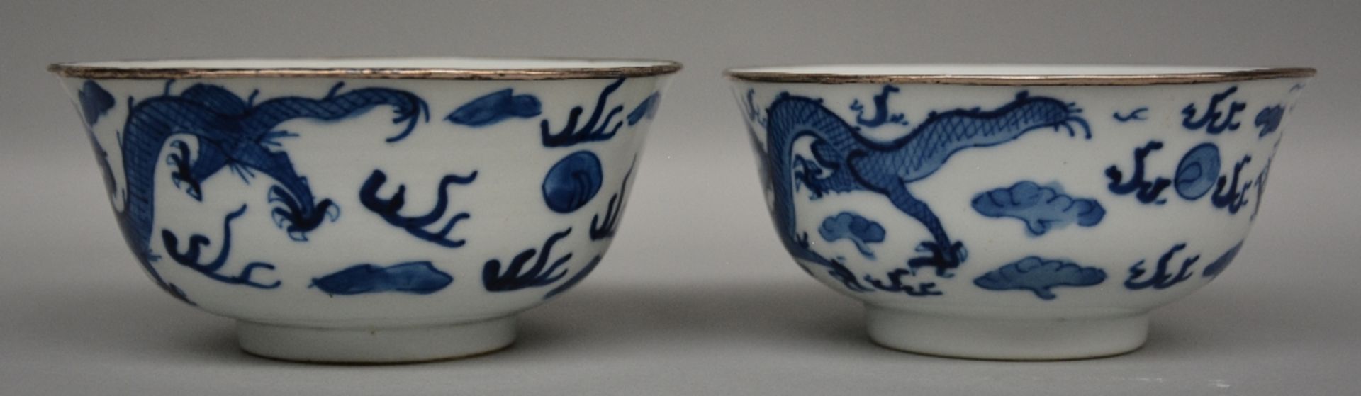 Two Chinese teapots with imari and India ink decoration, 18thC (chips); added two Chinese blue and - Image 12 of 15