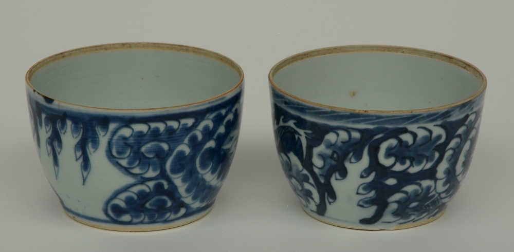 Two Chinese blue and white vases and a tea caddy, floral decorated, with silver mounts, 18th - - Image 15 of 16