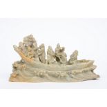 A Chinese steatite sculpture representing the Eight Immortals, H 13 cm - W 25,5 cm