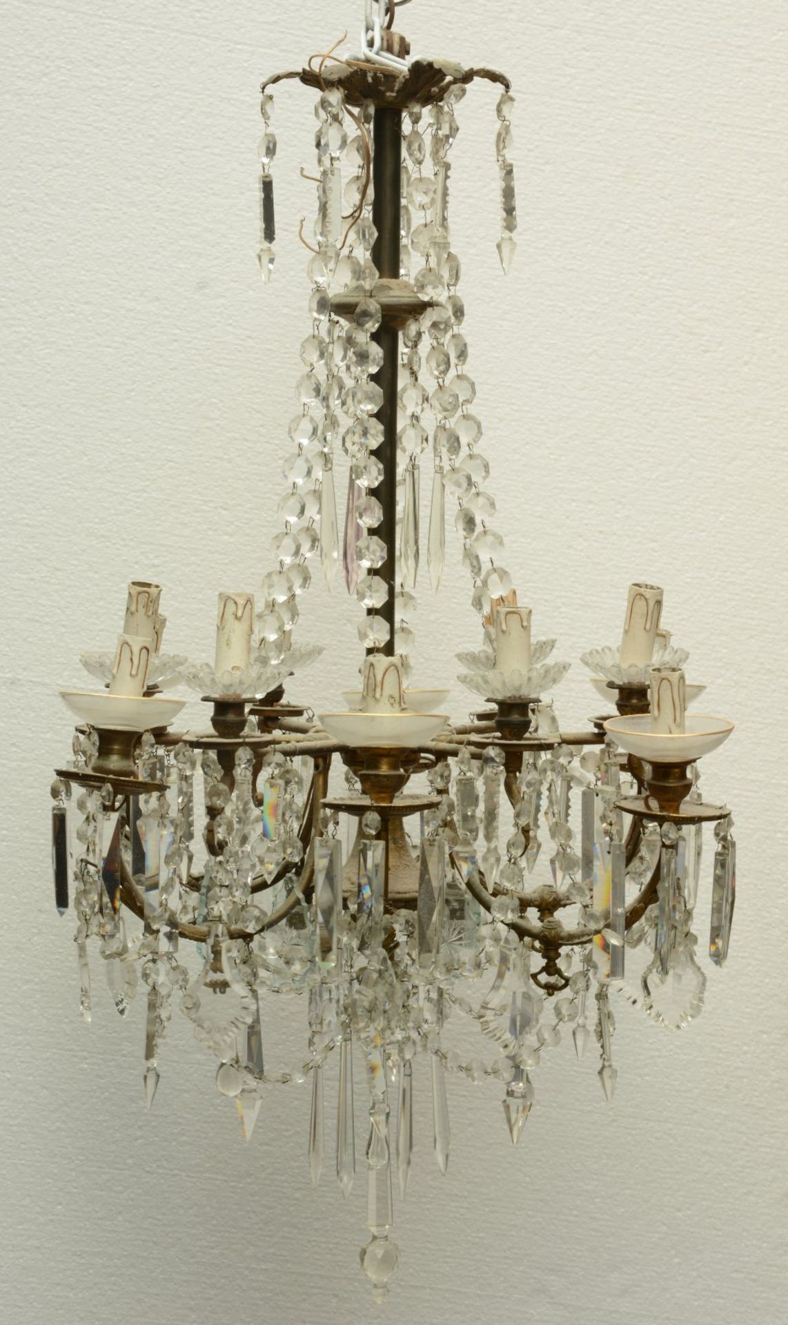 A crystal crown chandelier, H 95 - Diameter 60 cm