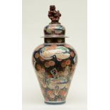 An impressive Japanese Imari vase and cover, H 88 cm