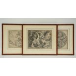 Goltzius H., three late 16th- early 17thC engravings depicting mythological scenes, 25 x 25,5 - 24,5