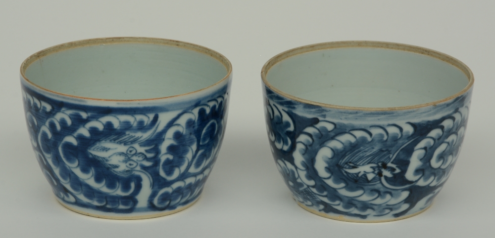 Two Chinese blue and white vases and a tea caddy, floral decorated, with silver mounts, 18th - - Image 12 of 16