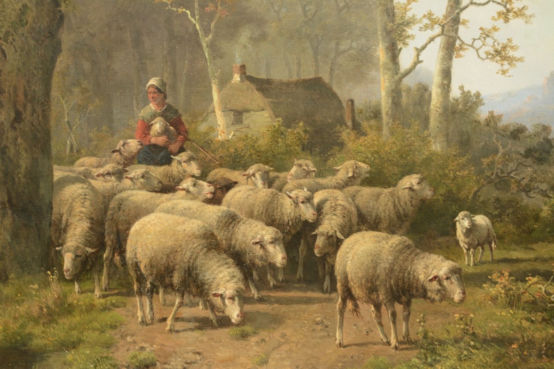 Unsigned (attr. to Koekkoek H.P.), a sheperd and his cattle, oil on canvas, 19thC, 76 x 101 cm