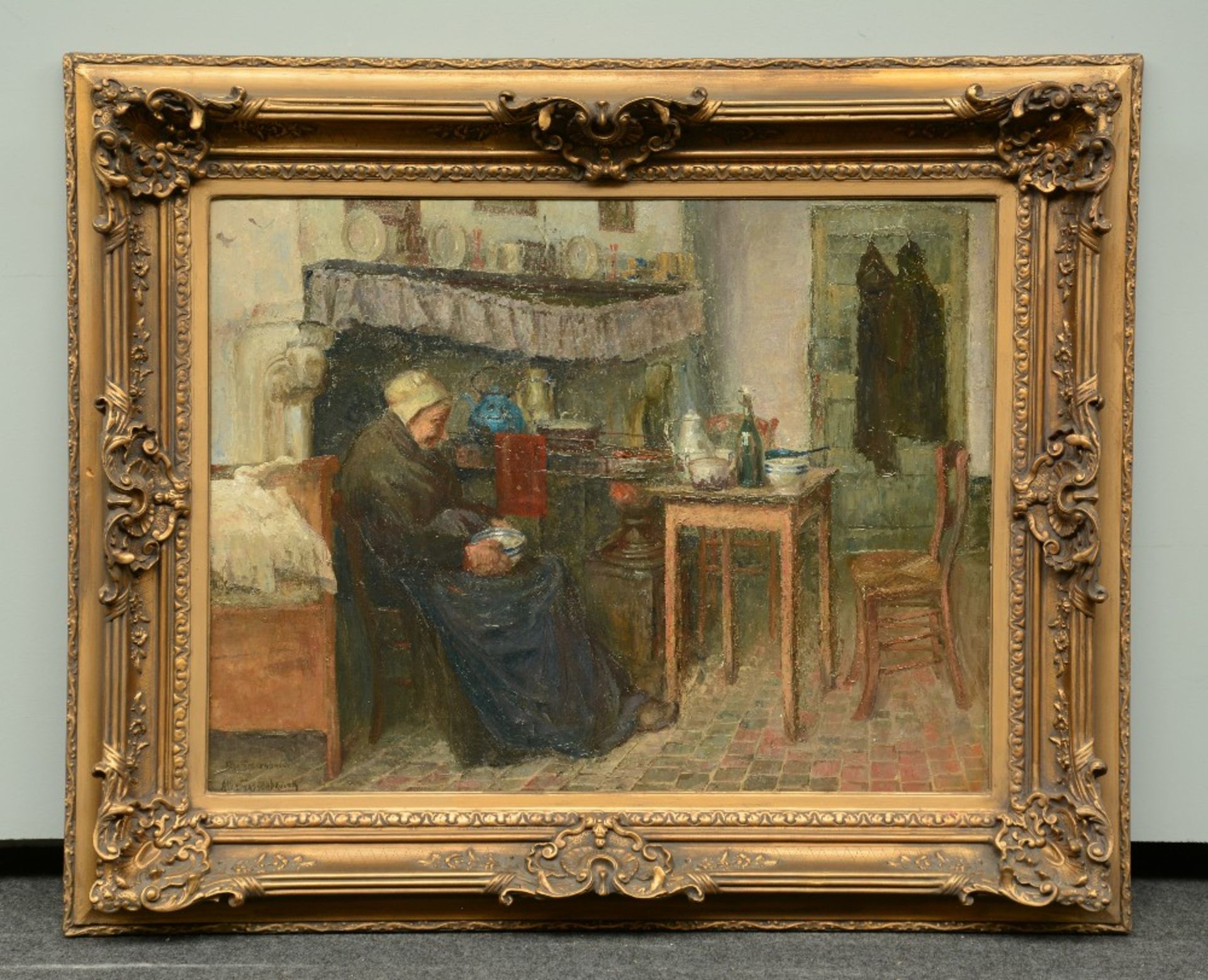 Van Sassenbrouck A., an old woman in an almshouse interior, oil on canvas, 71,5 x 92,5 cm - Bild 2 aus 5