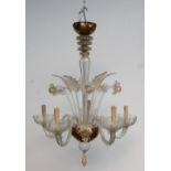 A gilt decorated Venetian chandelier, H 80 - Diameter 63 cm