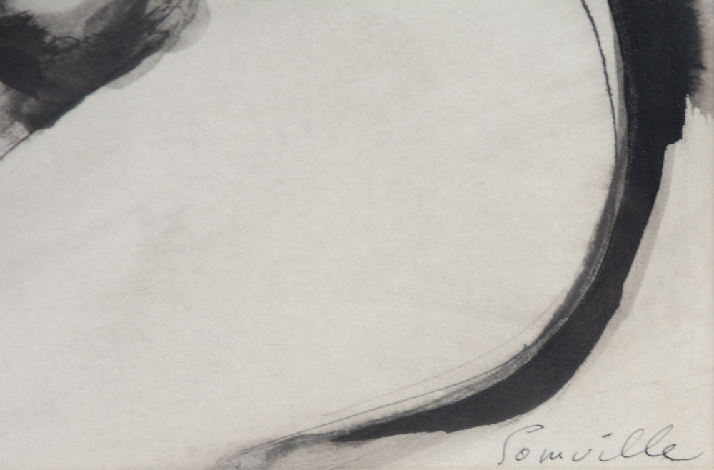 Somville R., a female nude an a womans portrait, Indian ink and grey wash drawing, one dated 1966, - Image 4 of 9