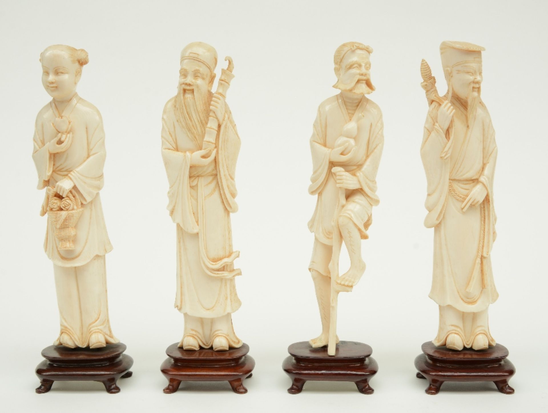 Series of the Chinese Eight Immortals, slightly tinted ivory, China, first quarter 20thC, H 23,3 - - Bild 2 aus 7