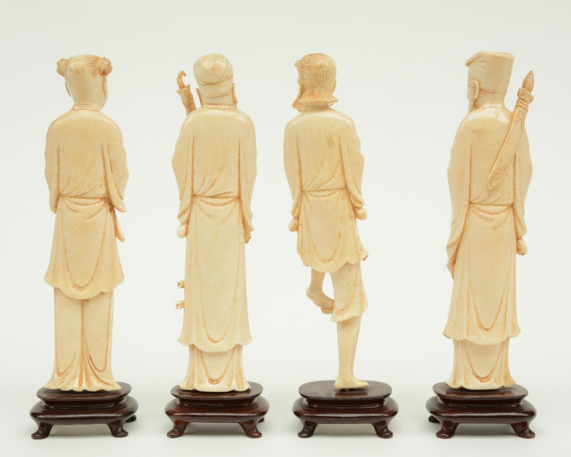 Series of the Chinese Eight Immortals, slightly tinted ivory, China, first quarter 20thC, H 23,3 - - Bild 3 aus 7