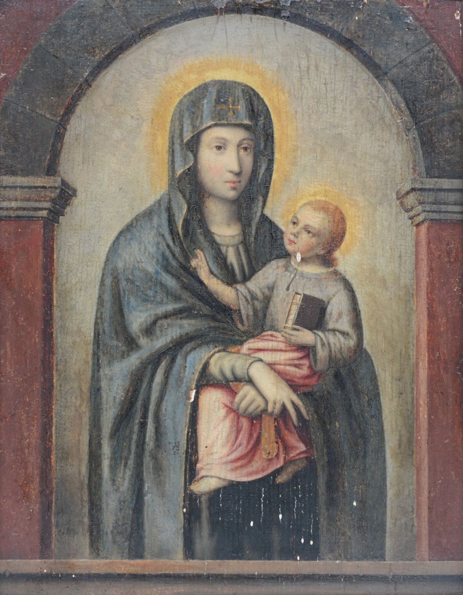 Unsigned, Madonna with Child, oil on panel, 17thC, 30 x 37,5 cm