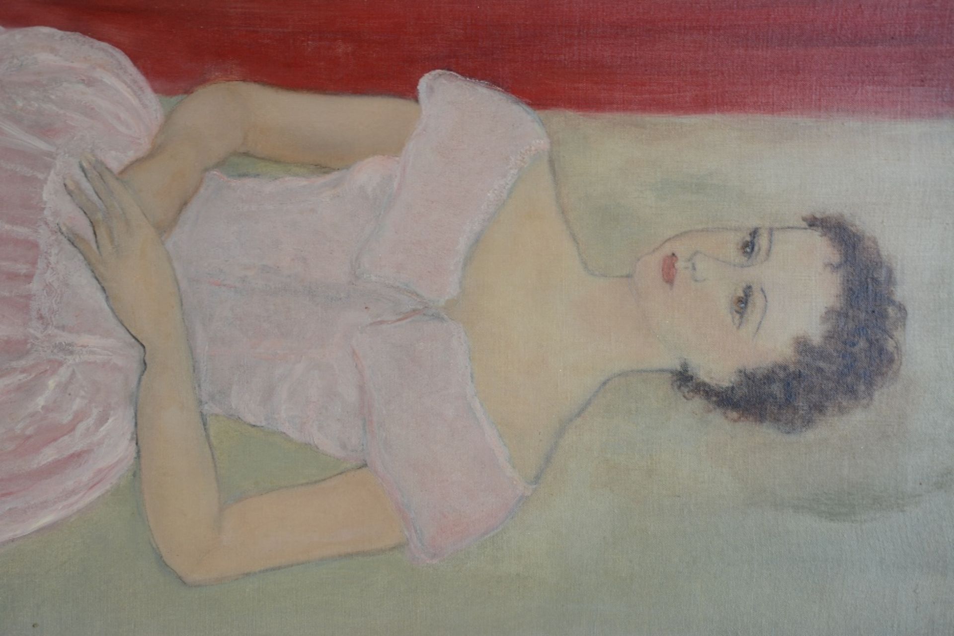 Frey A., portrait of a lady, oil on canvas, 70 x 120 cm - Image 5 of 6