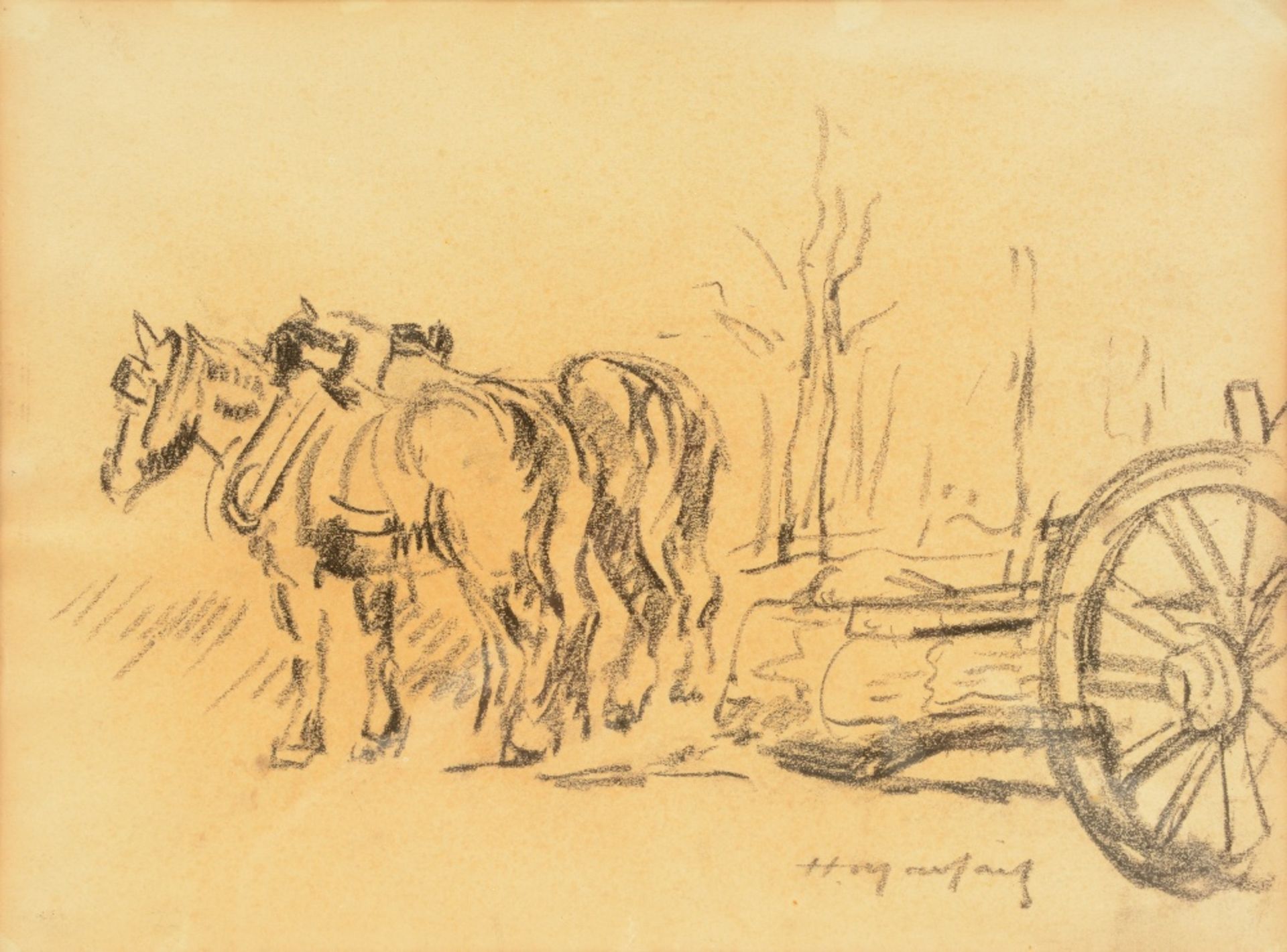 Malfait H., horses, charcoal, 25,5 x 34,5 cm - Bild 3 aus 5