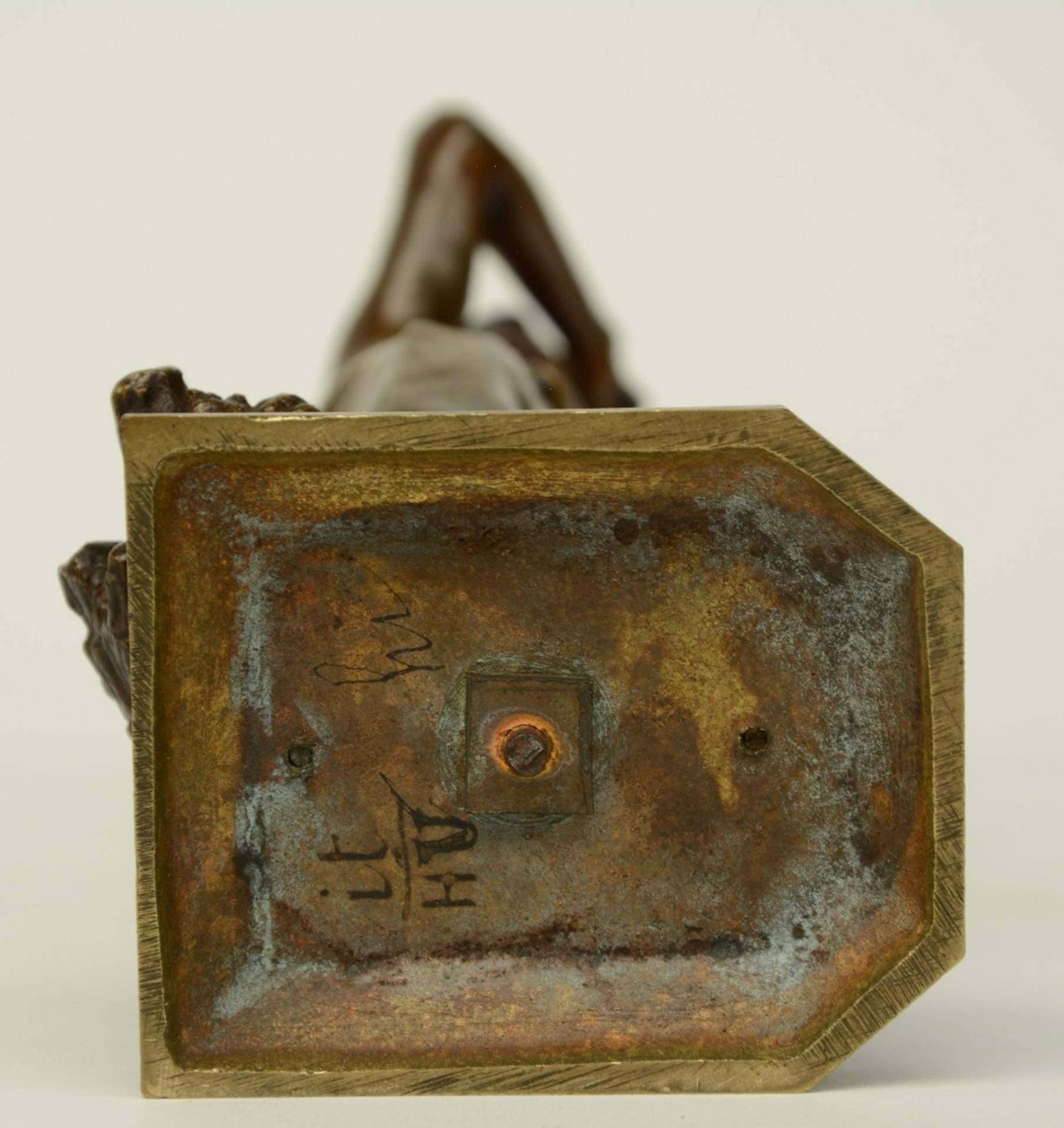 Causse J., patinated bronze sculpture depicting a mower, H 20 cm - Image 5 of 7