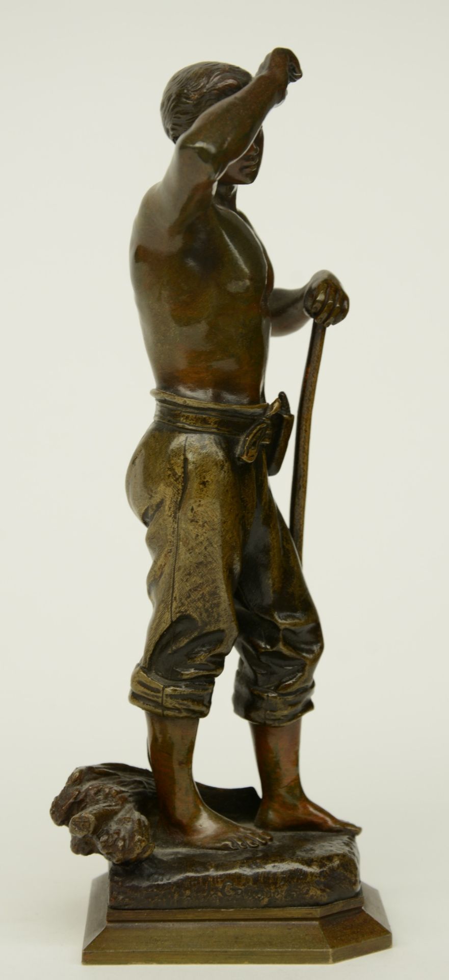 Causse J., patinated bronze sculpture depicting a mower, H 20 cm - Image 4 of 7