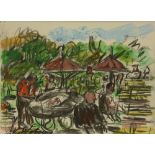 Wolvens H.V., a sunny afternoon in the park, charcoal & watercolour, 26,5 x 36 cm