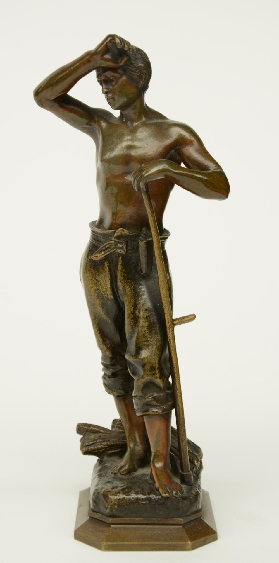 Causse J., patinated bronze sculpture depicting a mower, H 20 cm