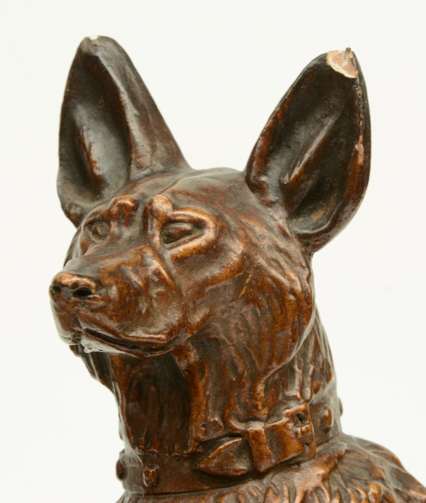 Coutier T., dogs, a bronze patinated terracotta sculpture, 1930s, H 39,5 - W 57 - D 19 cm - Image 5 of 8